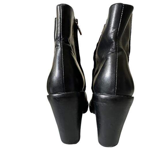 Alexander Wang Black Leather Pointed Toe Block Heel Ankle Boots Size 39.5 - Picture 4 of 7